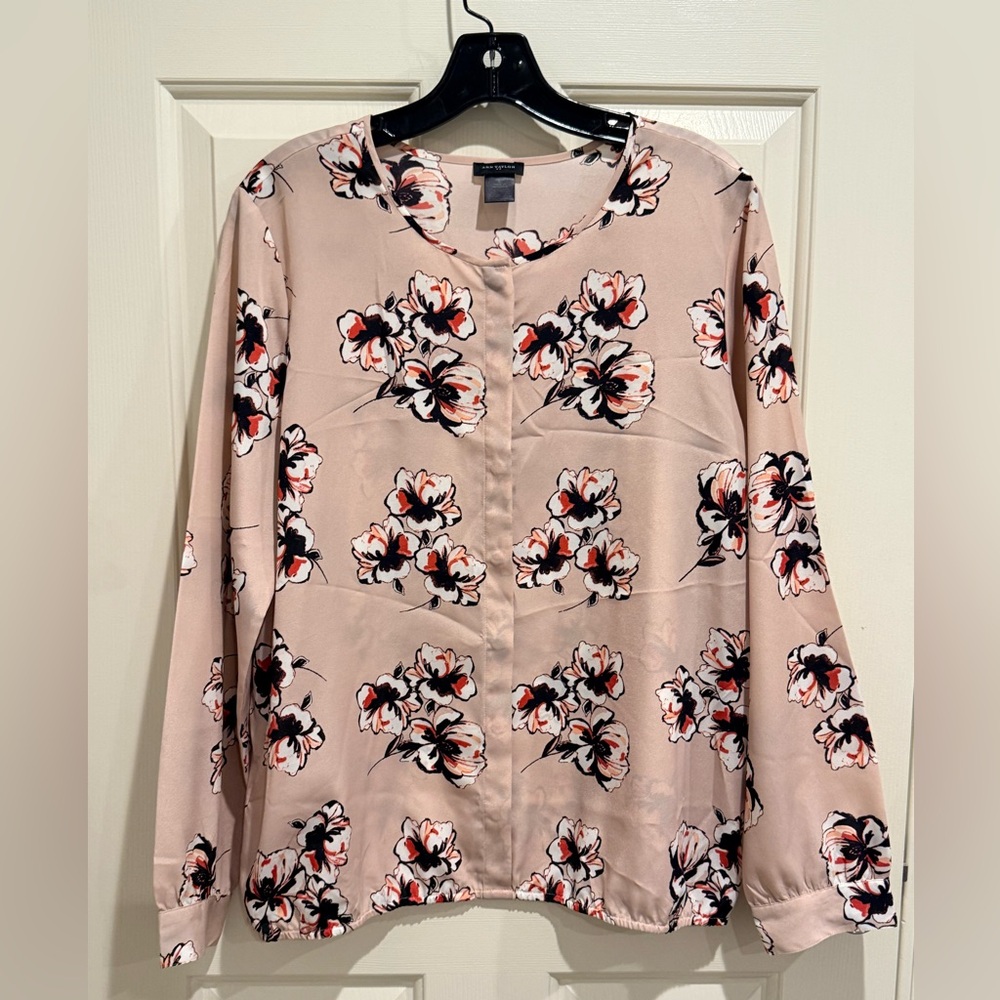 Ann Taylor Floral Blouse - Pink and Black